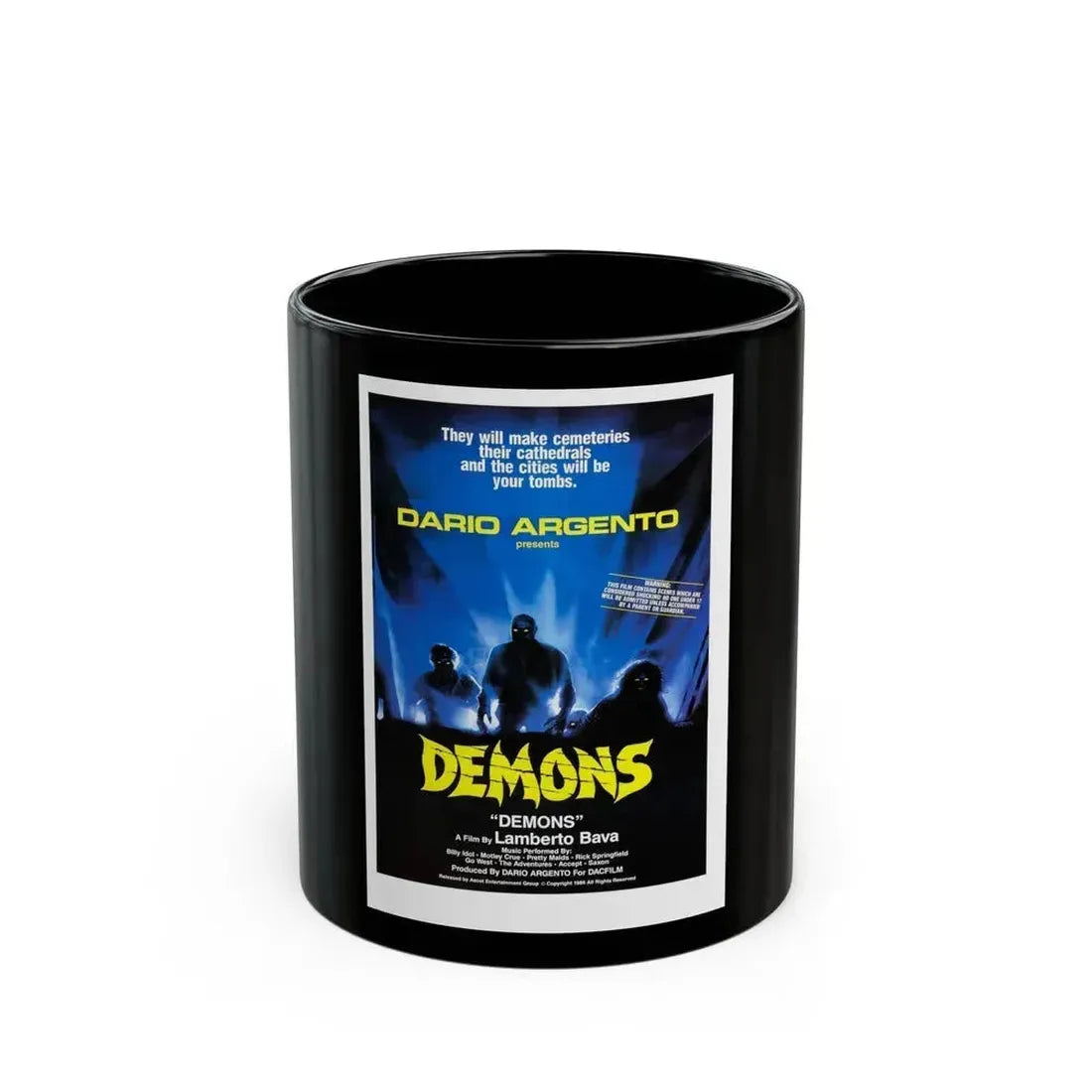 DEMONS 1985 Movie Poster - Black Coffee Mug 11oz - Go Mug Yourself