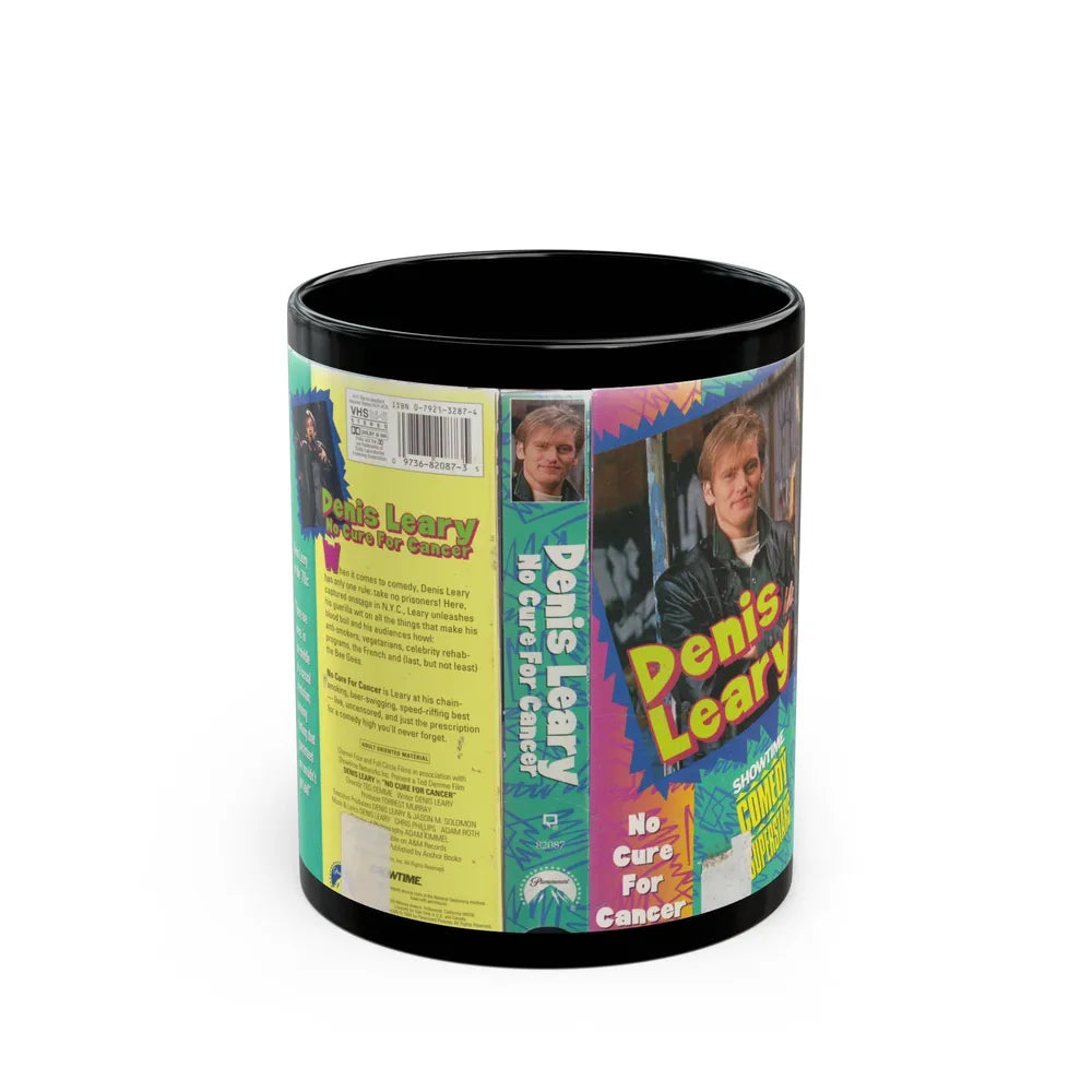 DENIS LEARY NO CURE FOR CANCER (VHS COVER) - Black Coffee Mug-11oz-Go Mug Yourself