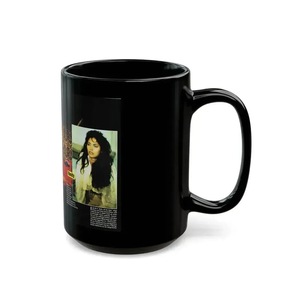 Denise Katrina Matthews 8 (Vintage Female Icon) Black Coffee Mug - Go Mug Yourself