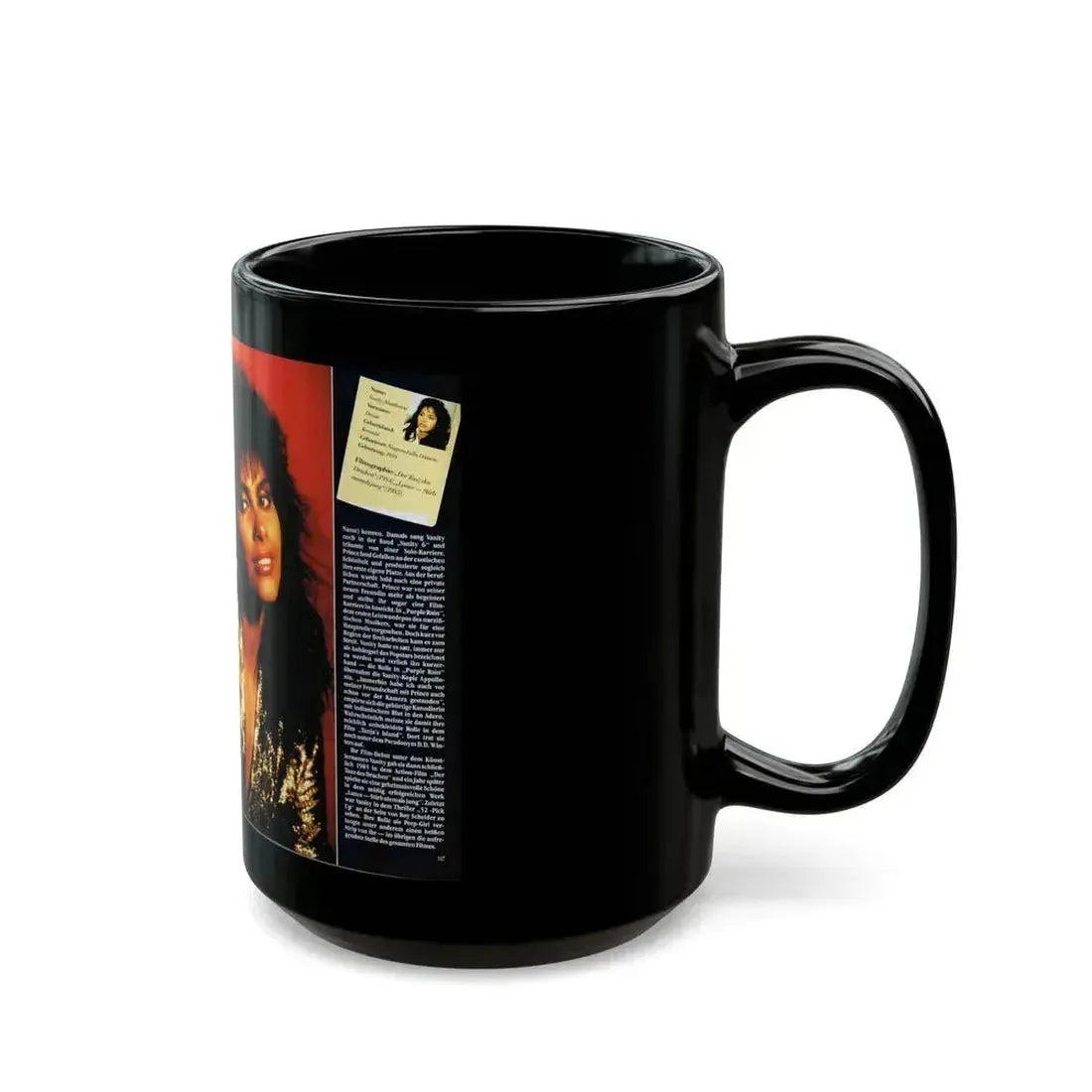 Denise Katrina Matthews 9 (Vintage Female Icon) Black Coffee Mug - Go Mug Yourself