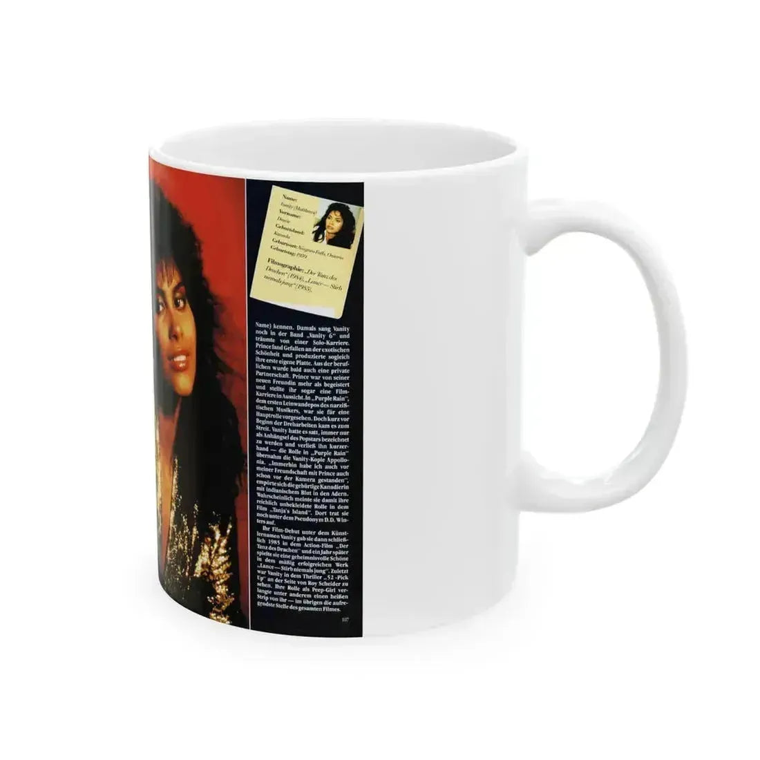 Denise Katrina Matthews 9 (Vintage Female Icon) White Coffee Mug - Go Mug Yourself