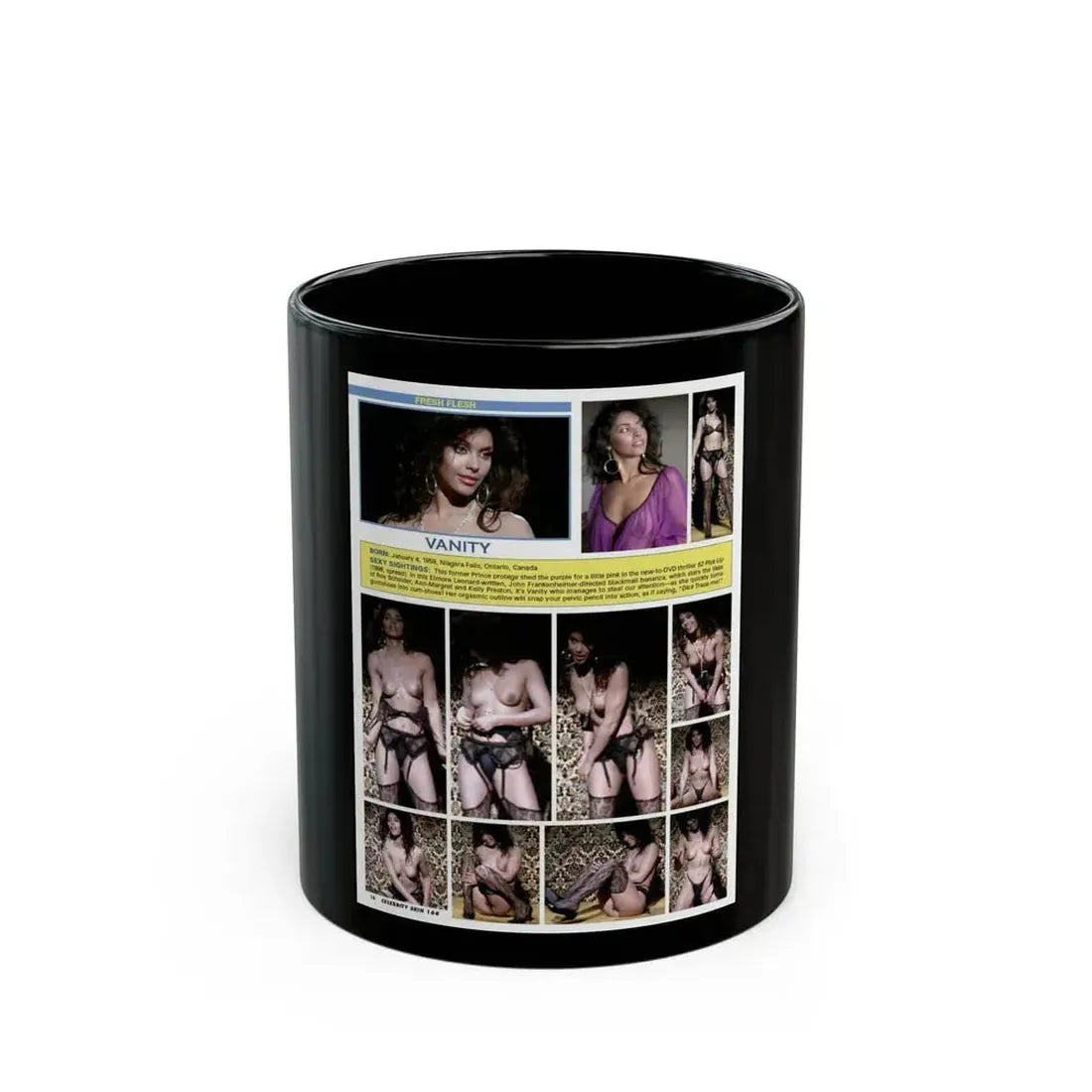 Denise Katrina Matthews (Vintage Female Icon) Black Coffee Mug 11oz - Go Mug Yourself