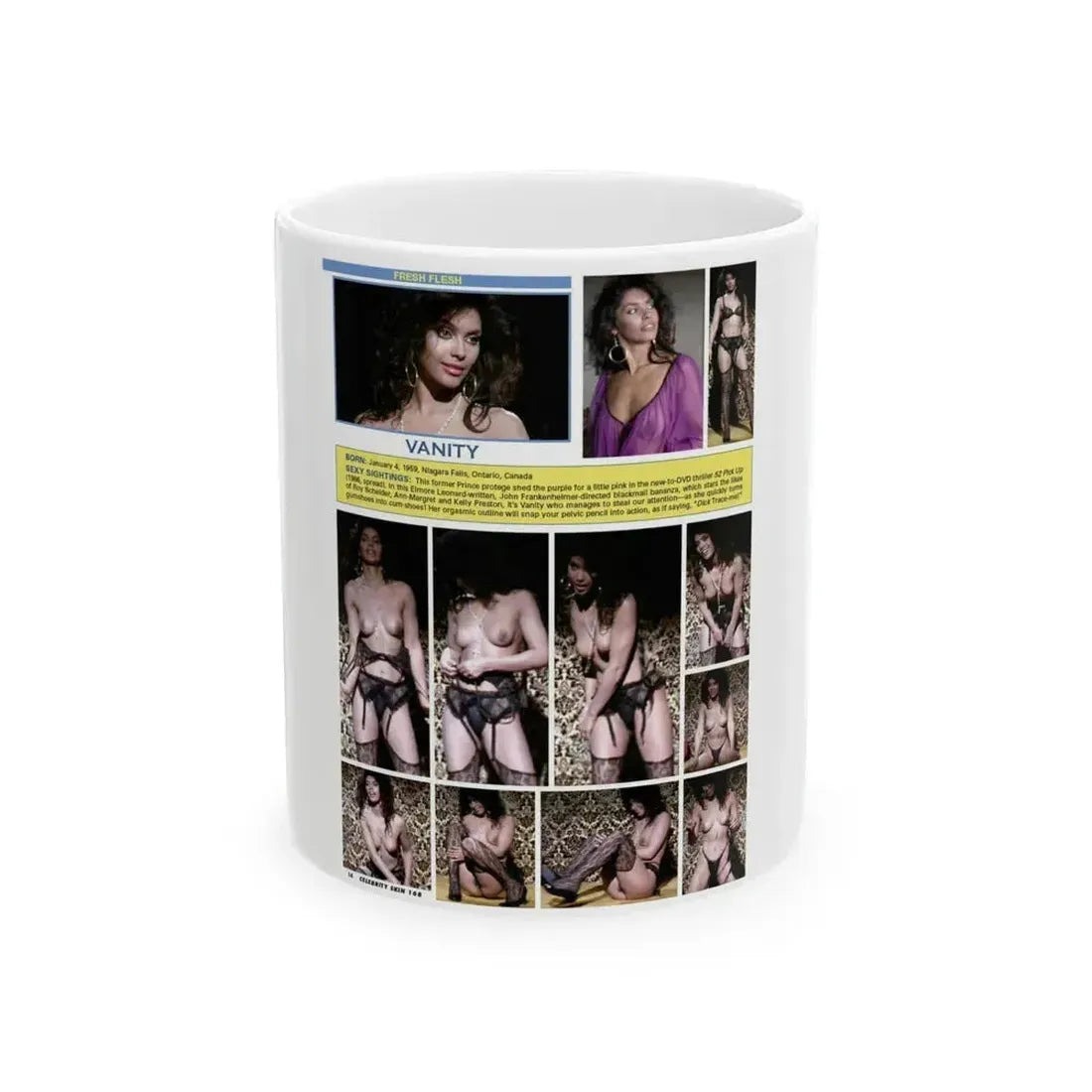 Denise Katrina Matthews (Vintage Female Icon) White Coffee Mug 11oz - Go Mug Yourself