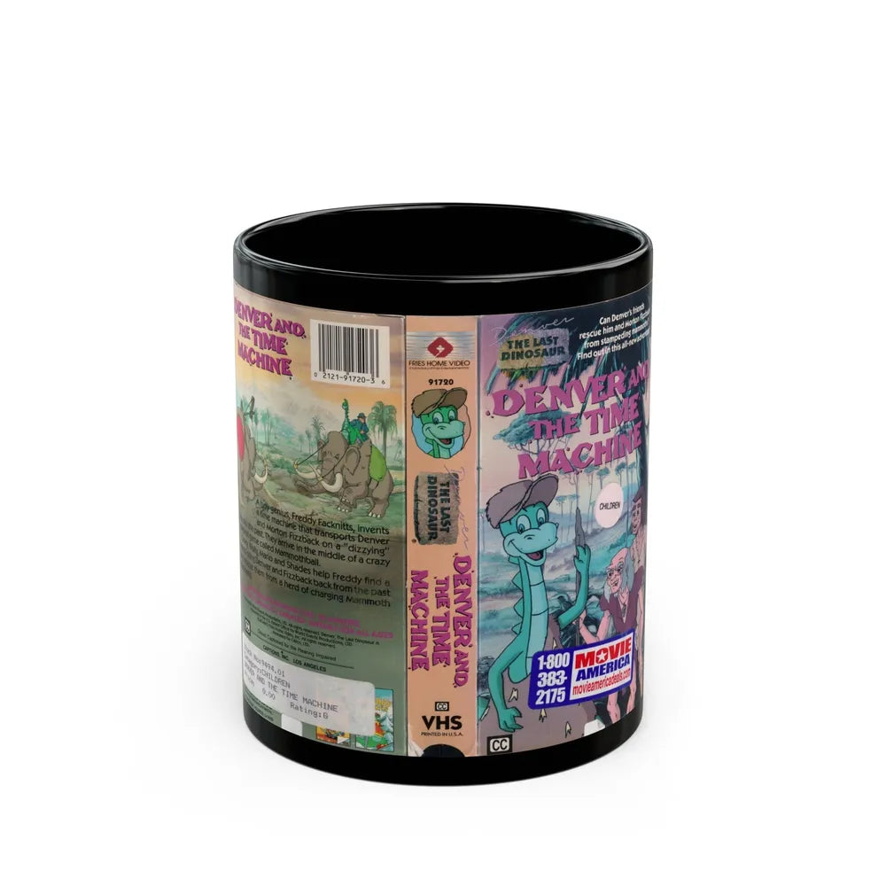 DENVER THE LAST DINOSAUR DENVER AND THE TIME MACHINE (VHS COVER) - Black Coffee Mug-11oz-Go Mug Yourself