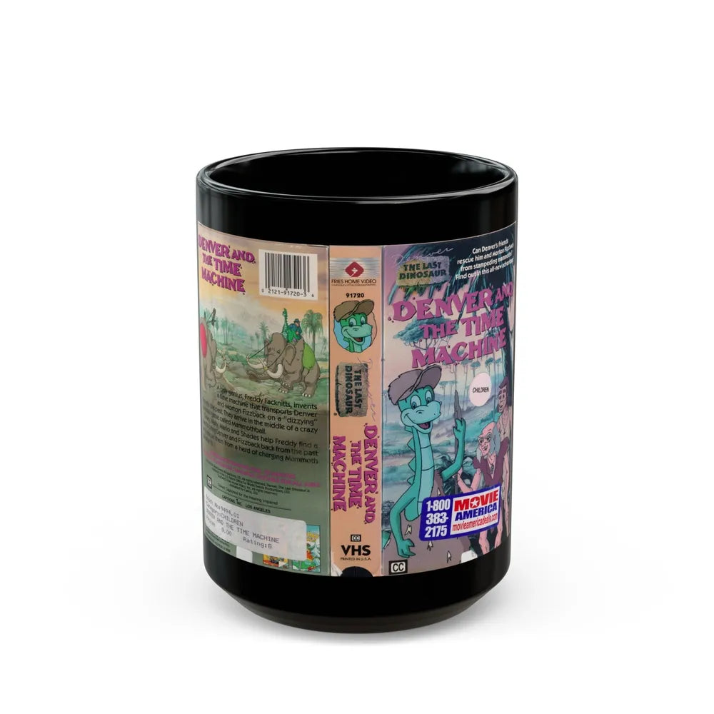 DENVER THE LAST DINOSAUR DENVER AND THE TIME MACHINE (VHS COVER) - Black Coffee Mug-15oz-Go Mug Yourself