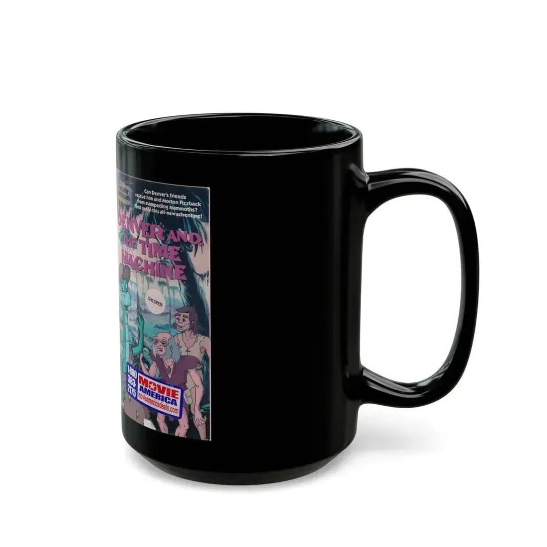 DENVER THE LAST DINOSAUR DENVER AND THE TIME MACHINE (VHS COVER) - Black Coffee Mug - Go Mug Yourself