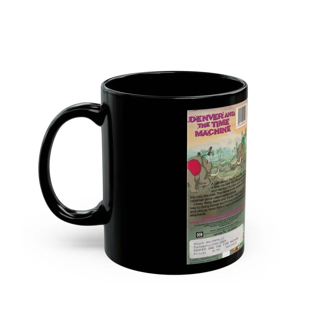 DENVER THE LAST DINOSAUR DENVER AND THE TIME MACHINE (VHS COVER) - Black Coffee Mug-Go Mug Yourself