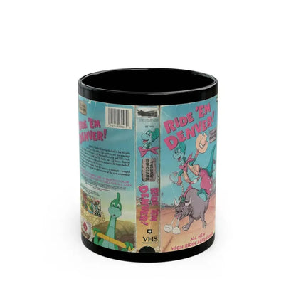 DENVER THE LAST DINOSAUR RIDE EM DENVER CARTOON (VHS COVER) - Black Coffee Mug 11oz - Go Mug Yourself