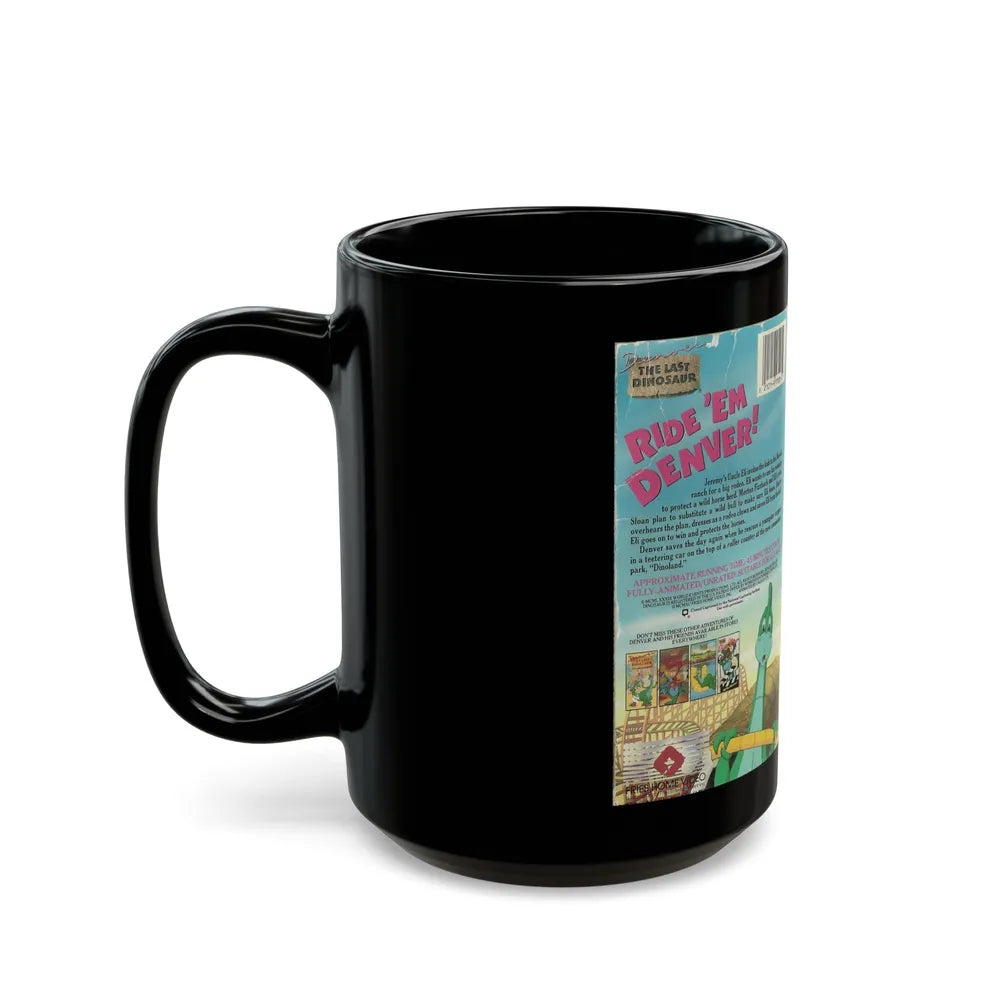 DENVER THE LAST DINOSAUR RIDE EM DENVER CARTOON (VHS COVER) - Black Coffee Mug-Go Mug Yourself