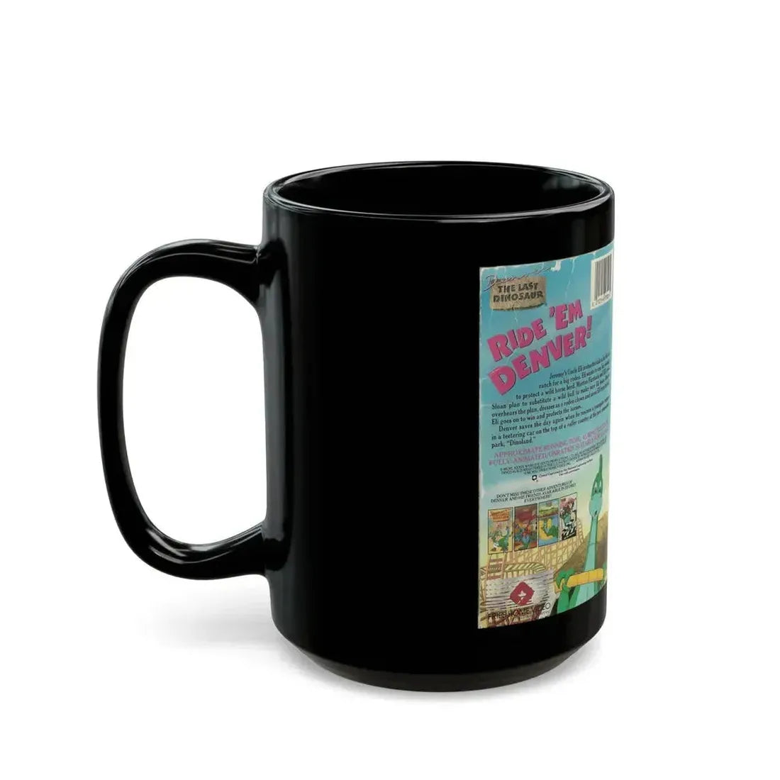DENVER THE LAST DINOSAUR RIDE EM DENVER CARTOON (VHS COVER) - Black Coffee Mug - Go Mug Yourself