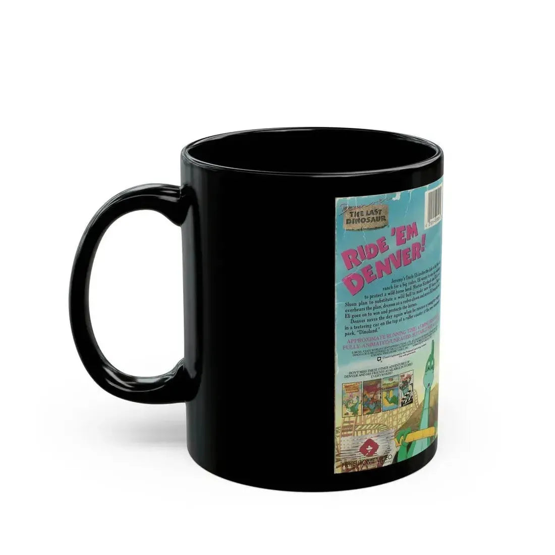 DENVER THE LAST DINOSAUR RIDE EM DENVER CARTOON (VHS COVER) - Black Coffee Mug - Go Mug Yourself
