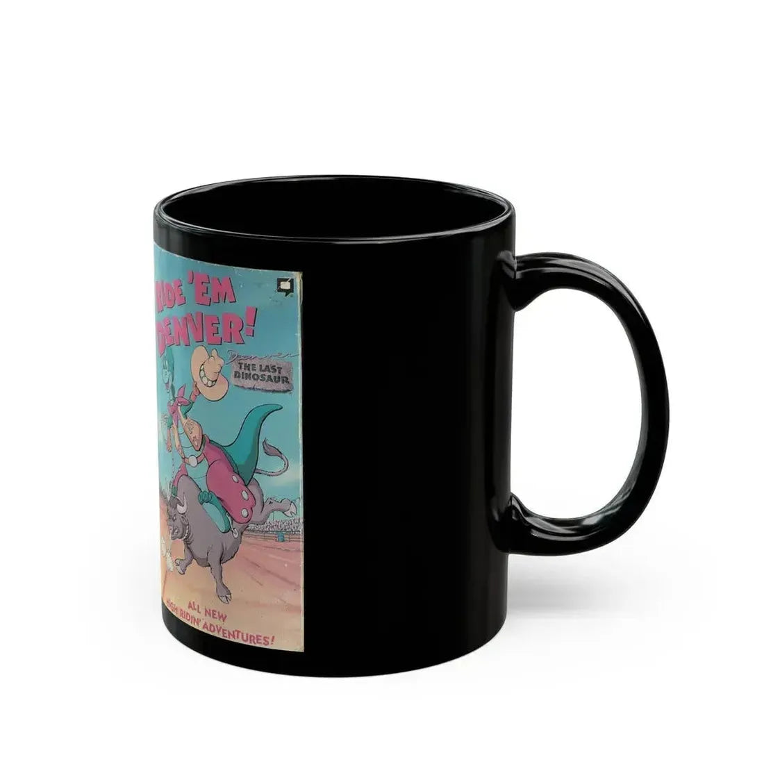DENVER THE LAST DINOSAUR RIDE EM DENVER CARTOON (VHS COVER) - Black Coffee Mug - Go Mug Yourself