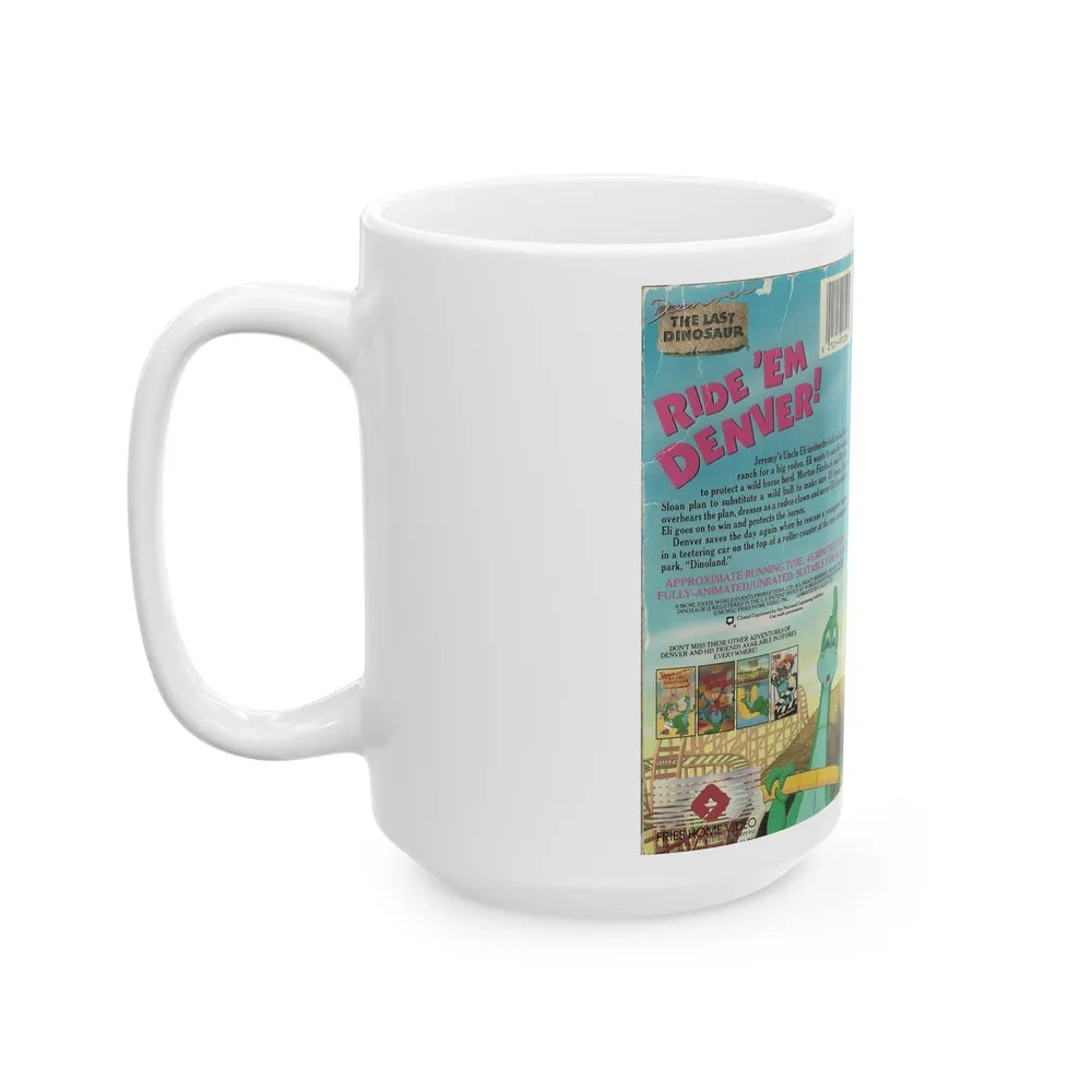 DENVER THE LAST DINOSAUR RIDE EM DENVER CARTOON (VHS COVER) - White Coffee Mug-Go Mug Yourself