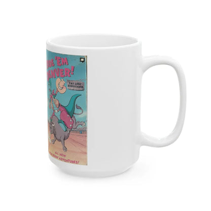 DENVER THE LAST DINOSAUR RIDE EM DENVER CARTOON (VHS COVER) - White Coffee Mug-Go Mug Yourself