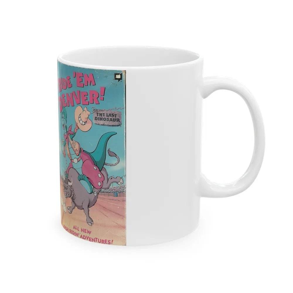 DENVER THE LAST DINOSAUR RIDE EM DENVER CARTOON (VHS COVER) - White Coffee Mug-Go Mug Yourself