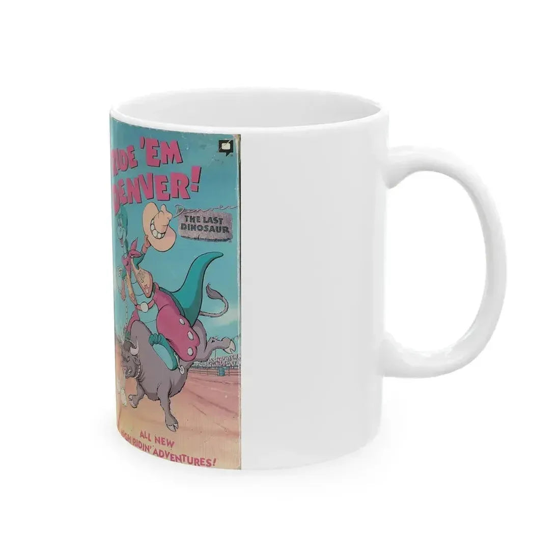 DENVER THE LAST DINOSAUR RIDE EM DENVER CARTOON (VHS COVER) - White Coffee Mug - Go Mug Yourself
