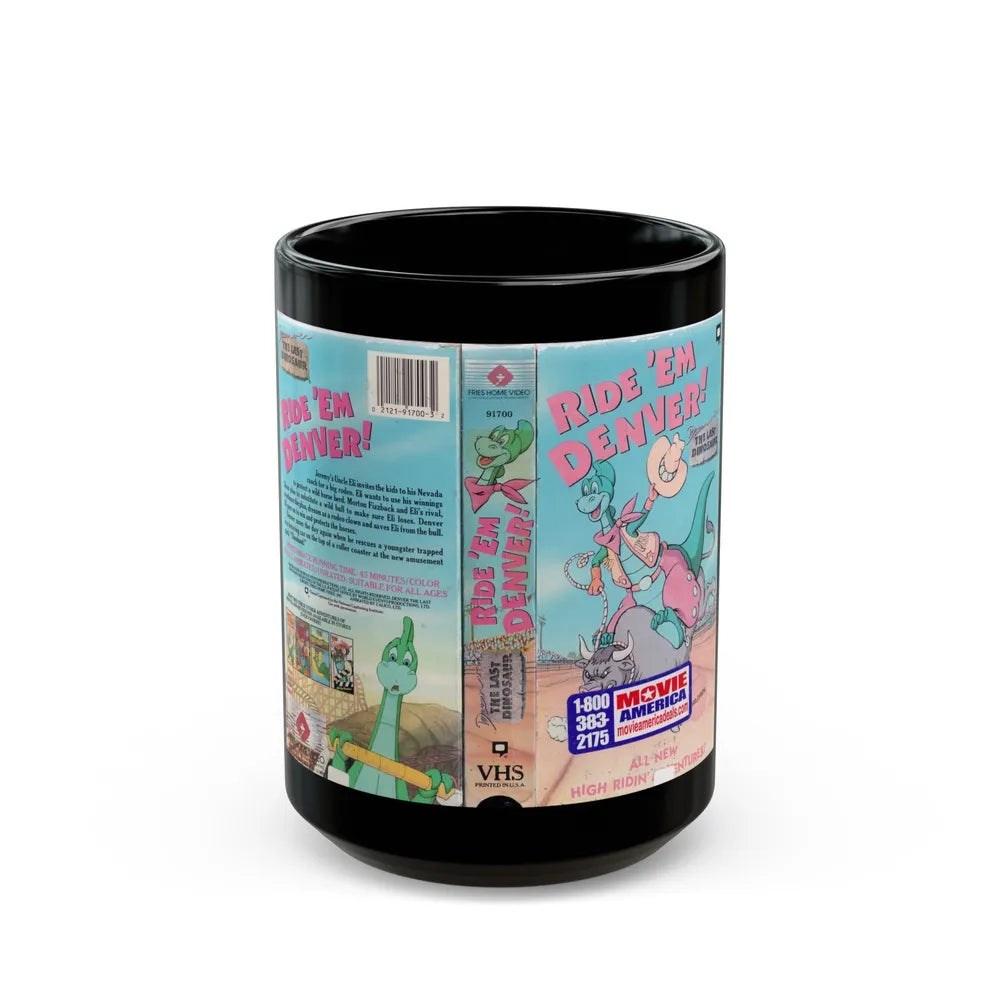 DENVER THE LAST DINOSAUR RIDE EM DENVER (VHS COVER) - Black Coffee Mug-15oz-Go Mug Yourself