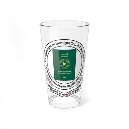 Department of Immigration  Passports Seal (Bangladesh) (Coat of Arms) Pint Glass 16oz 16oz - Go Mug Yourself
