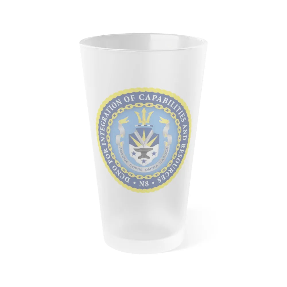 Deputy Chief of Naval Operations for Integration of Capabilities and Resources N8 (U.S. Navy) Frosted Pint Glass 16oz-Go Mug Yourself