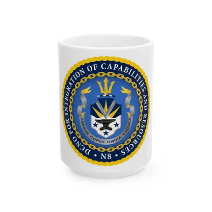 Deputy Chief of Naval Operations for Integration of Capabilities and Resources N8 (U.S. Navy) White Coffee Mug 15oz - Go Mug Yourself