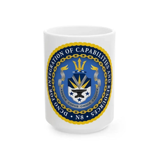 Deputy Chief of Naval Operations for Integration of Capabilities and Resources N8 (U.S. Navy) White Coffee Mug 15oz - Go Mug Yourself