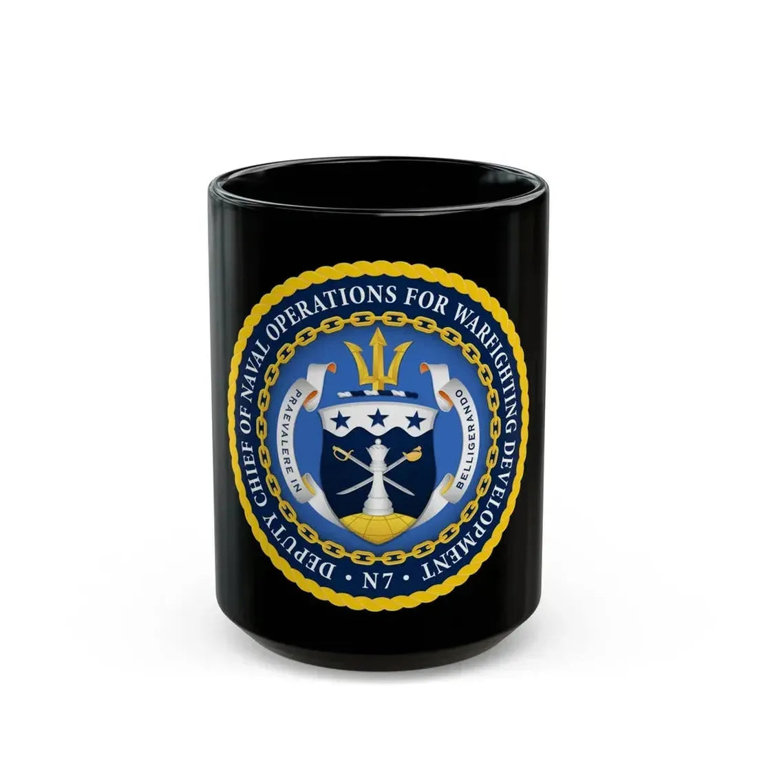Deputy Chief of Naval Operations for Warfighting Development N7 (U.S. Navy) Black Coffee Mug 15oz - Go Mug Yourself