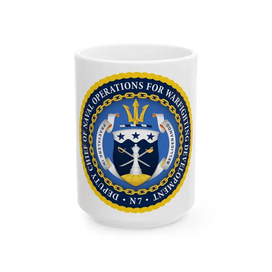 Deputy Chief of Naval Operations for Warfighting Development N7 (U.S. Navy) White Coffee Mug 15oz - Go Mug Yourself