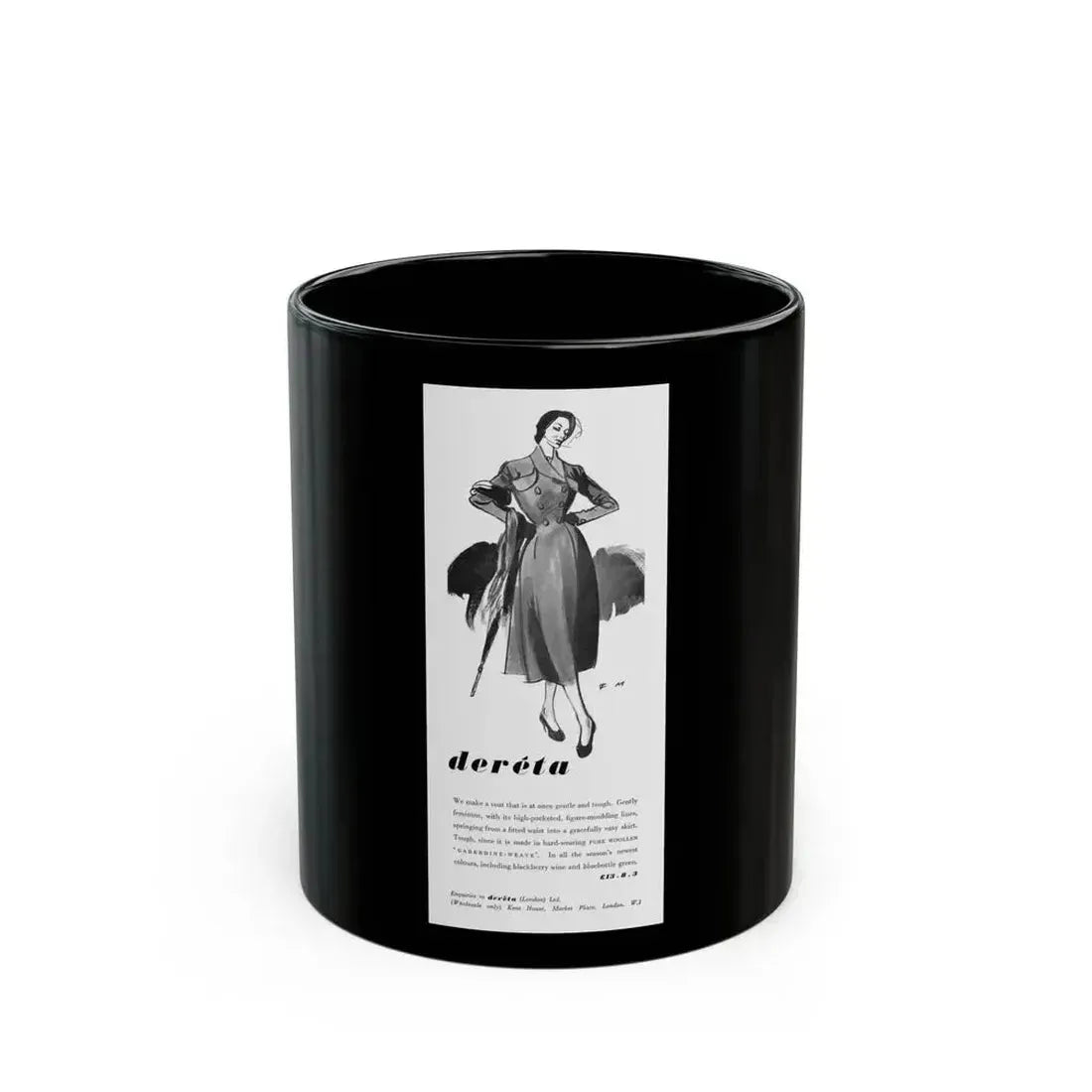 Dereta advertisement (1), 1949 - Black Coffee Mug 11oz - Go Mug Yourself