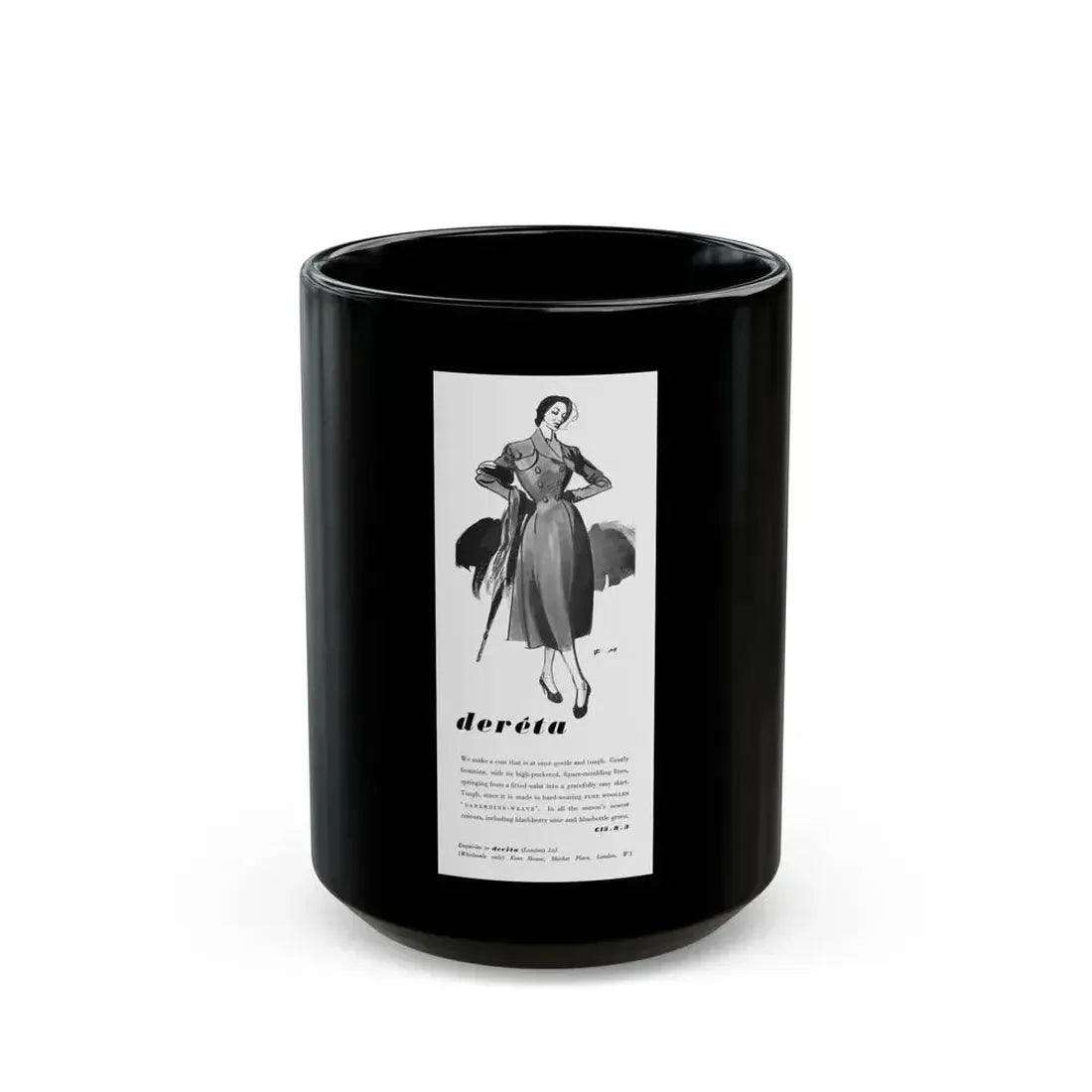 Dereta advertisement (1), 1949 - Black Coffee Mug 15oz - Go Mug Yourself