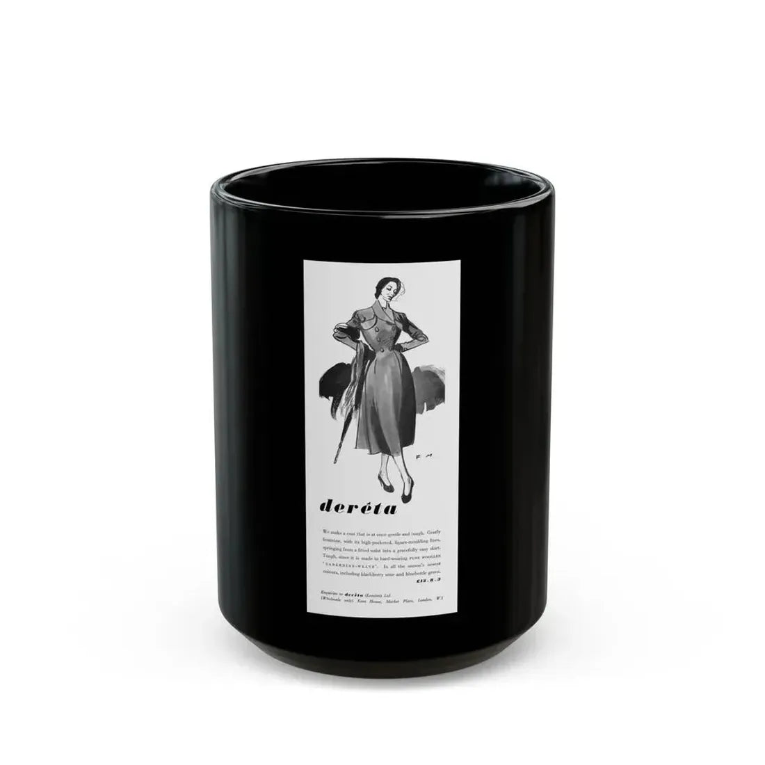 Dereta advertisement (1), 1949 - Black Coffee Mug 15oz - Go Mug Yourself