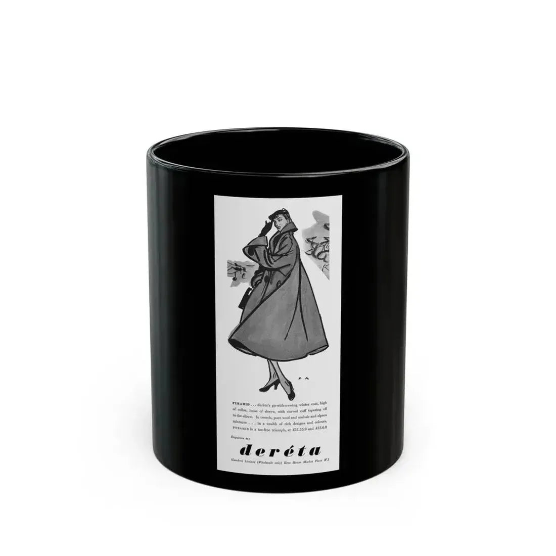 Dereta advertisement (2), 1951 - Black Coffee Mug 11oz - Go Mug Yourself