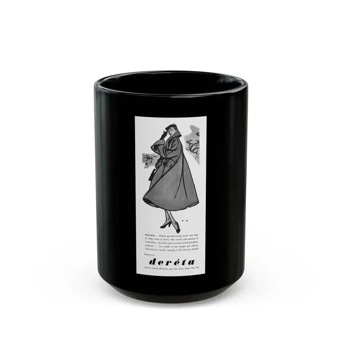 Dereta advertisement (2), 1951 - Black Coffee Mug 15oz - Go Mug Yourself