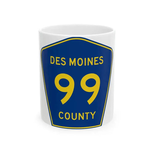 Des Moines County Route 99 IA (Iowa) (Road Sign) White Coffee Mug 11oz - Go Mug Yourself