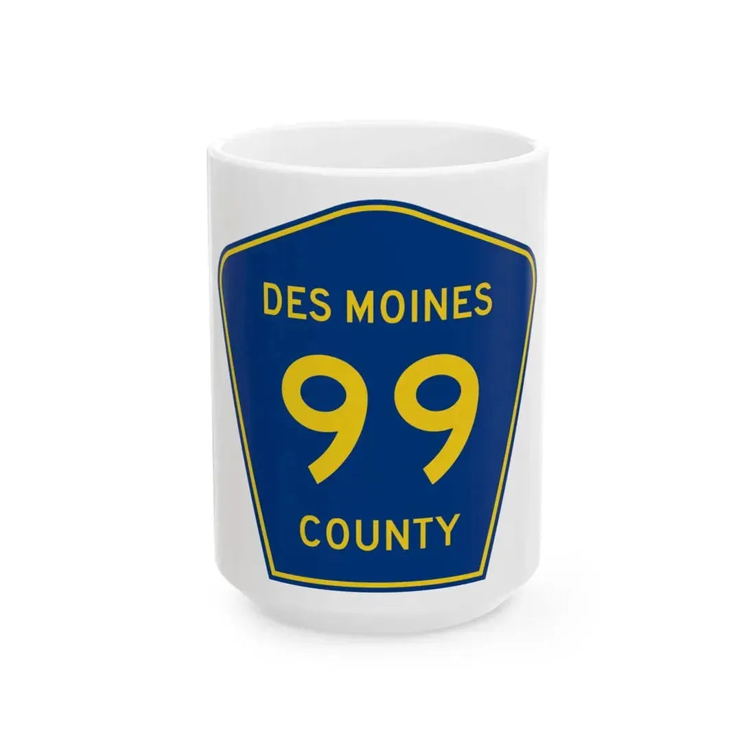 Des Moines County Route 99 IA (Iowa) (Road Sign) White Coffee Mug 15oz - Go Mug Yourself