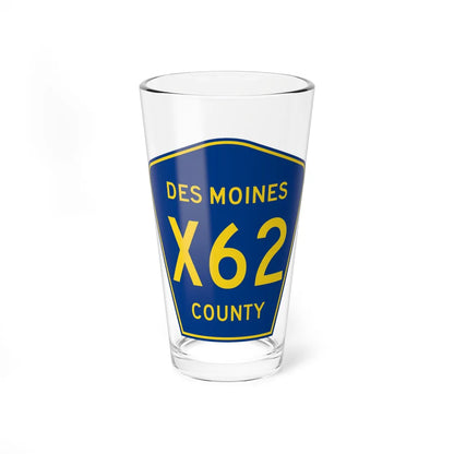 Des Moines County Route X62 IA (Iowa) (Road Sign) Pint Glass 16oz 16oz - Go Mug Yourself