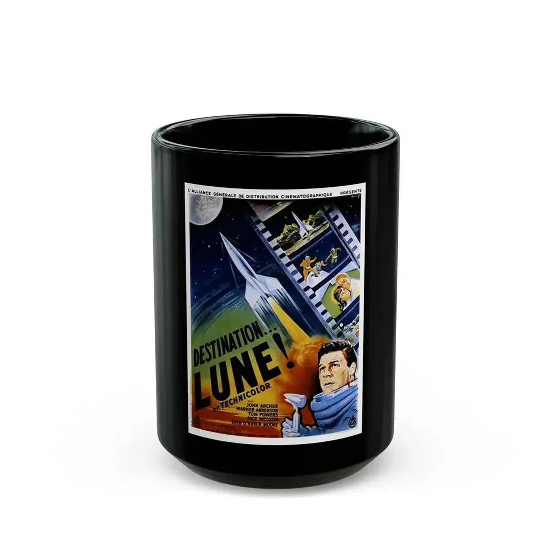 DESTINATION MOON (FRENCH) 1950 Movie Poster - Black Coffee Mug 15oz - Go Mug Yourself