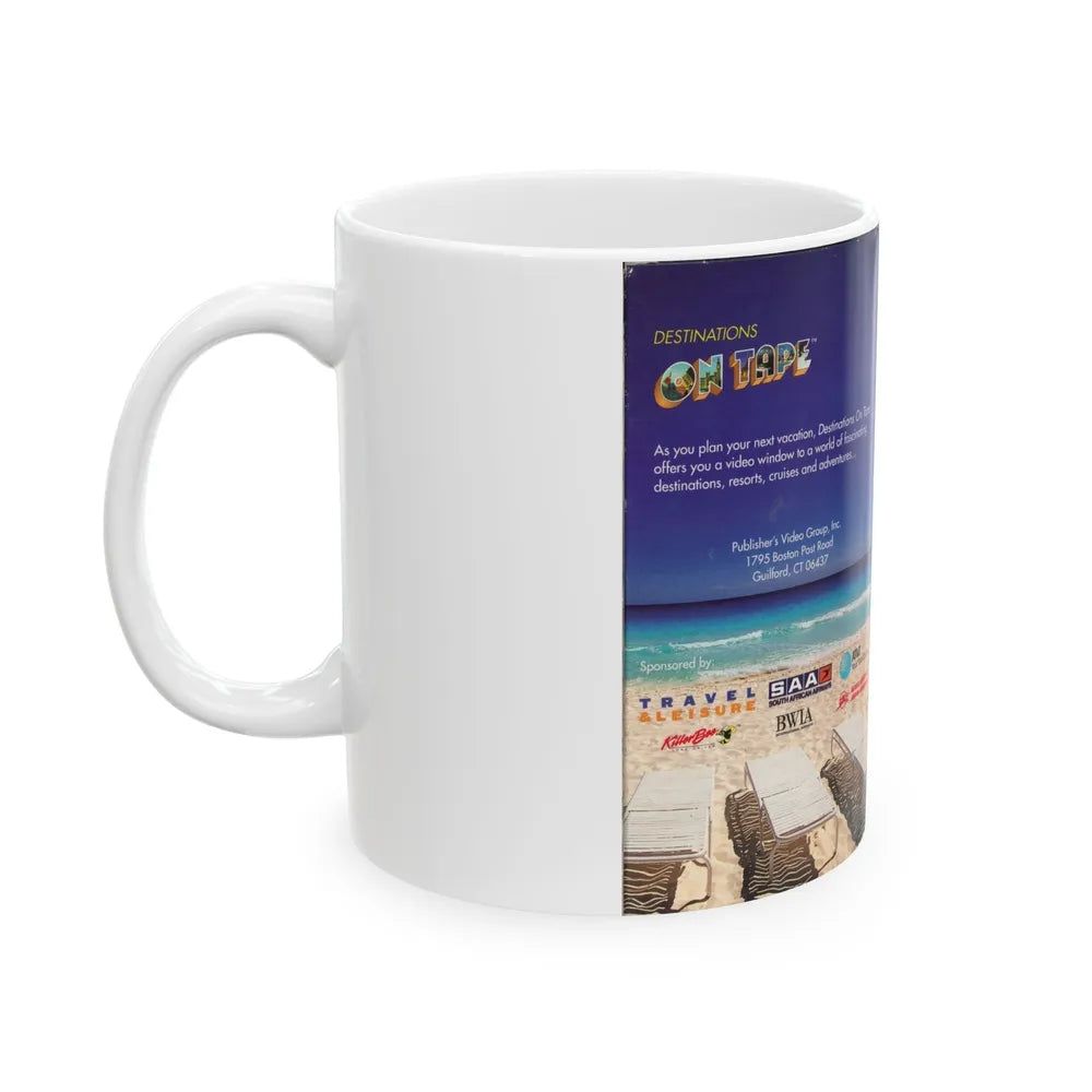 DESTINATIONS ON TAPE A VIDEO PREVIEW OF YOUR NEXT VACATION (VHS COVER) - White Coffee Mug-Go Mug Yourself