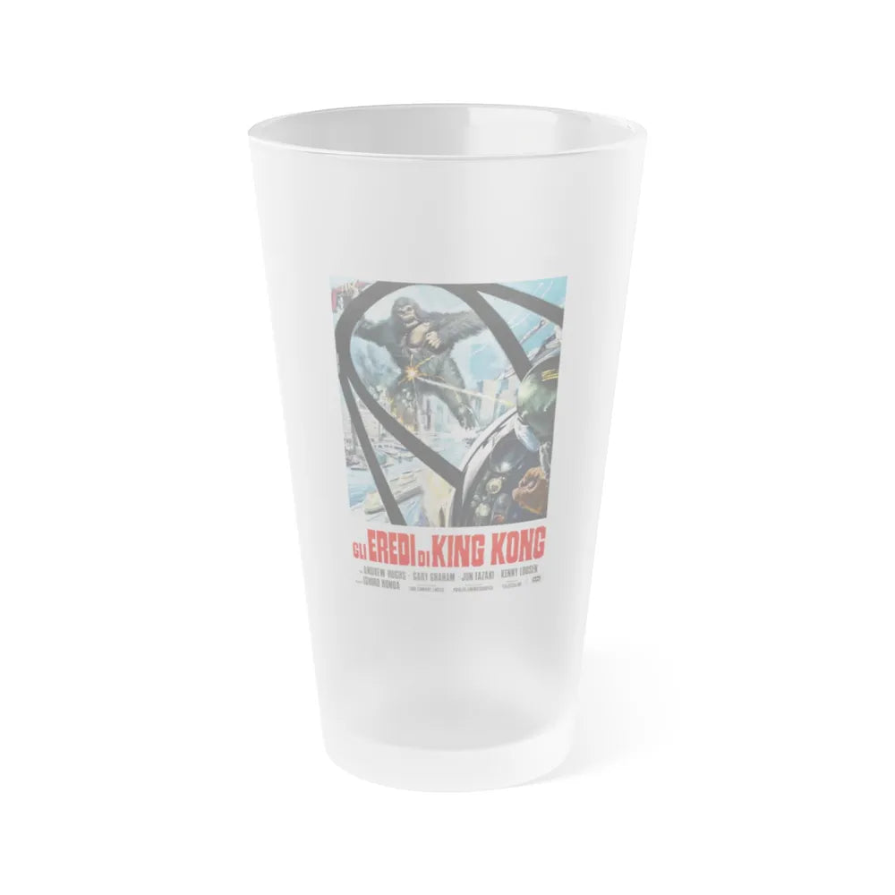 DESTROY ALL MONSTERS (3) GODZILLA 1968 Movie Poster - Frosted Pint Glass 16oz-16oz-Frosted-Go Mug Yourself