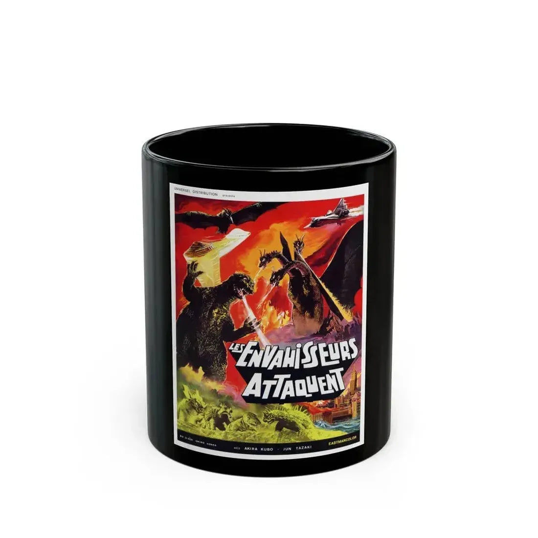 DESTROY ALL MONSTERS (FRENCH GODZILLA) 1968 Movie Poster - Black Coffee Mug 11oz - Go Mug Yourself