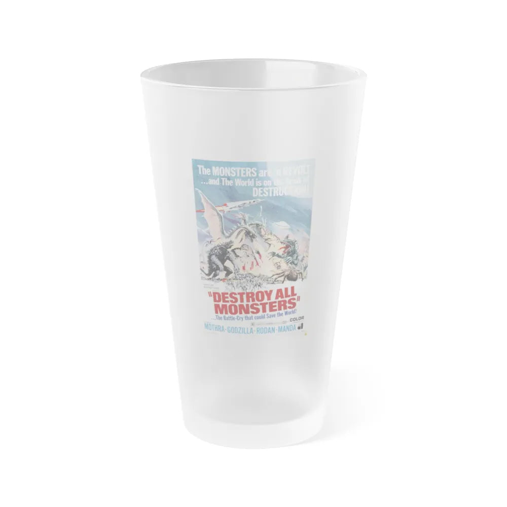 DESTROY ALL MONSTERS (GODZILLA) 1968 Movie Poster - Frosted Pint Glass 16oz-16oz-Frosted-Go Mug Yourself