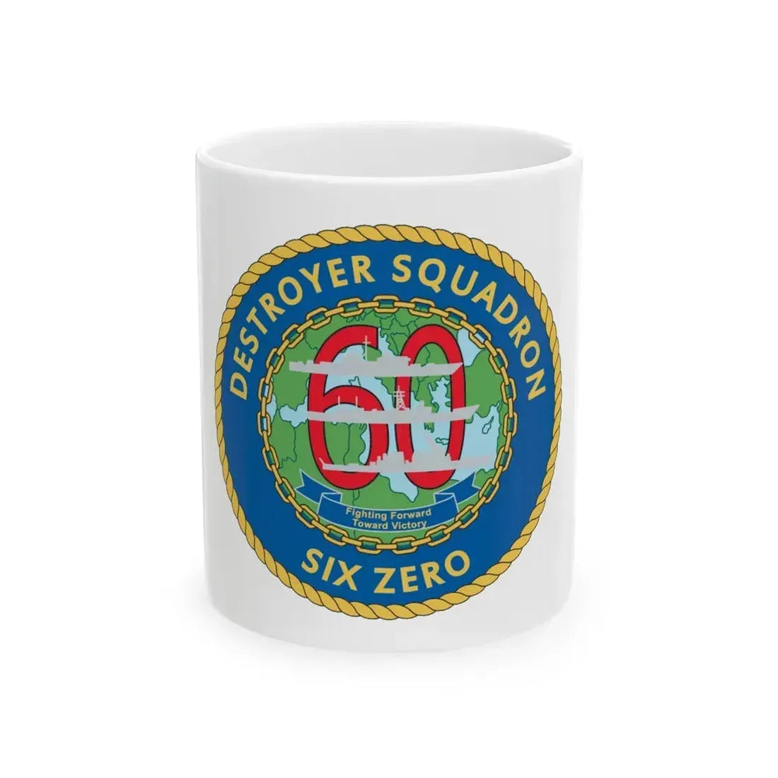 Destroyer Sq 60 v2 (U.S. Navy) White Coffee Mug 11oz - Go Mug Yourself