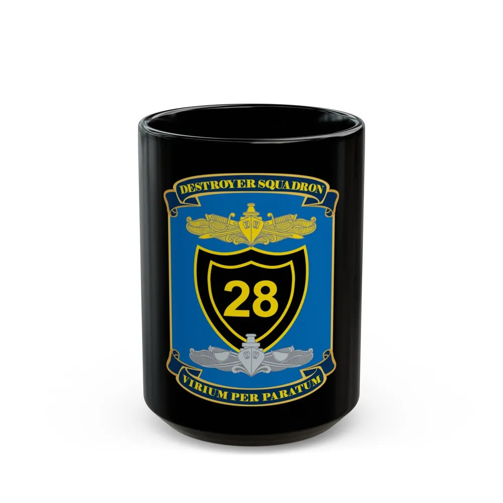 Destroyer Squadron COMDESRON 28 (U.S. Navy) Black Coffee Mug-15oz-Go Mug Yourself