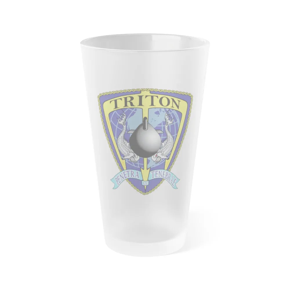 Det Triton (U.S. Navy) Frosted Pint Glass 16oz-Go Mug Yourself