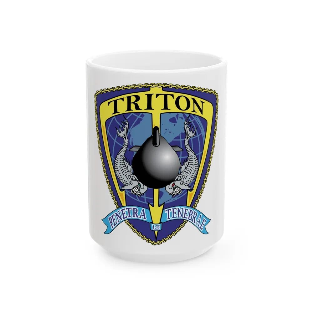 Det Triton (U.S. Navy) White Coffee Mug-15oz-Go Mug Yourself