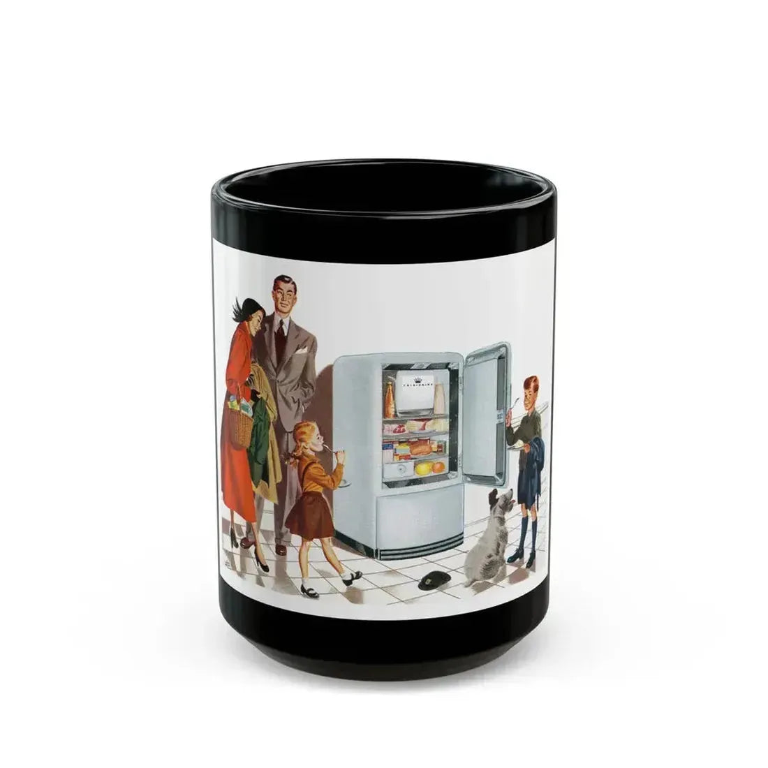 Detail from a 1950 Frigidaire advertisement - Black Coffee Mug 15oz - Go Mug Yourself