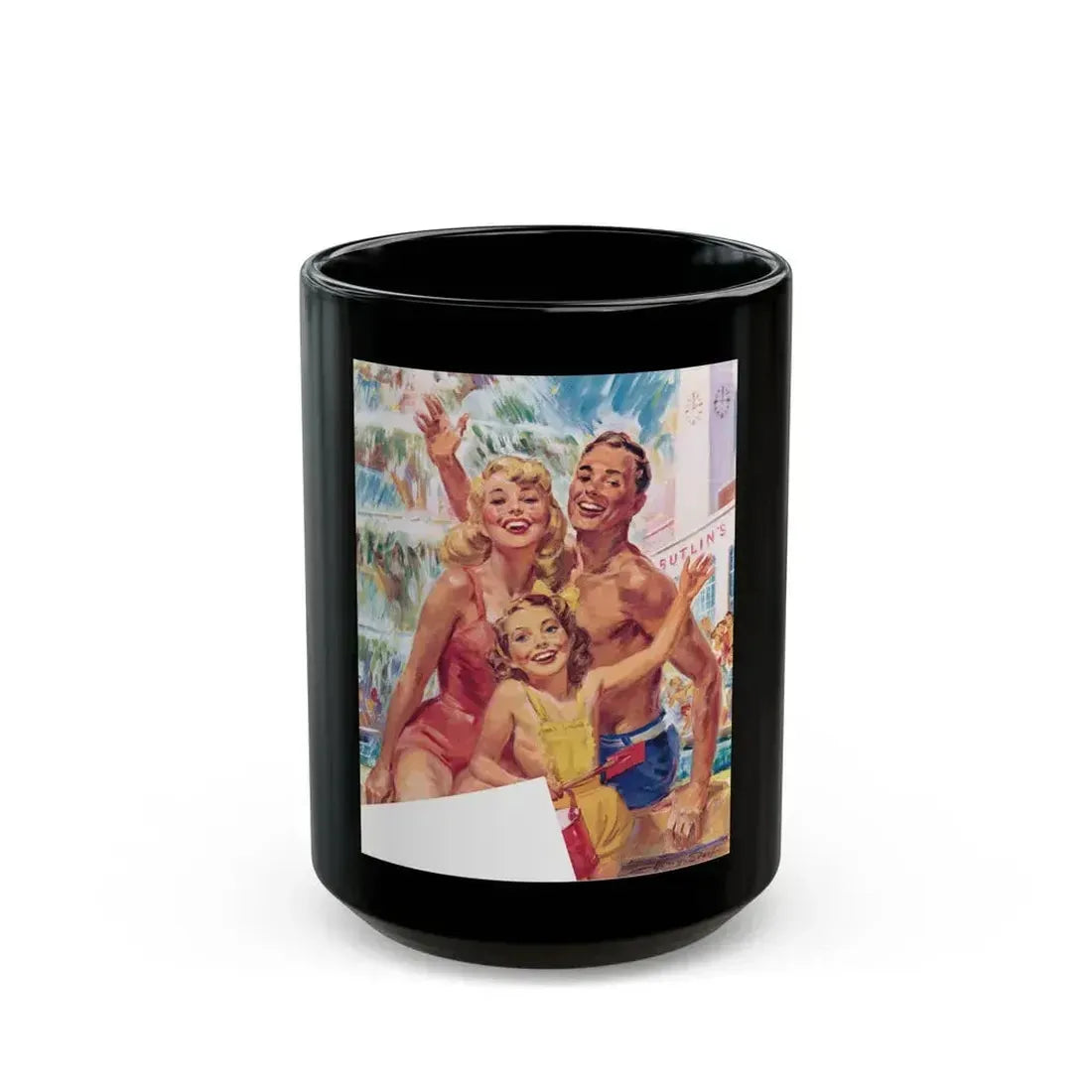 Detail from a 1953 Butlins Holiday Camps advertisement - Black Coffee Mug 15oz - Go Mug Yourself