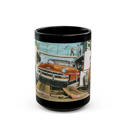Detail from a 1954 Chevrolet advertisement - Black Coffee Mug 15oz - Go Mug Yourself
