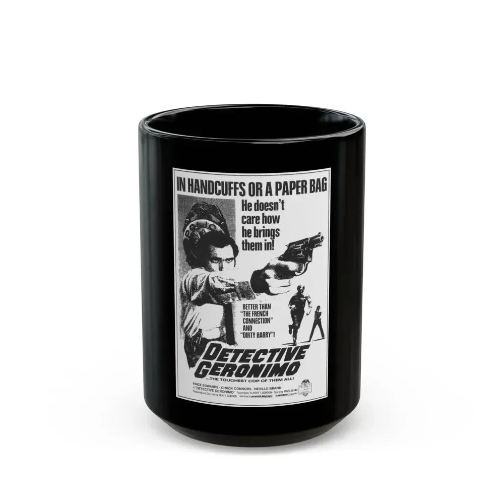 DETECTIVE GERONIMO (THE MAD BOMBER) 1973 Movie Poster - Black Coffee Mug 15oz - Go Mug Yourself