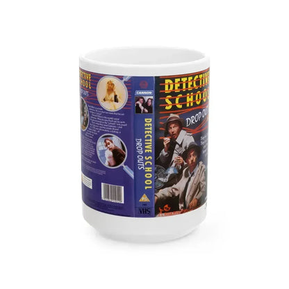 DETECTIVE SCHOOL DROP OUTS (VHS COVER) - White Coffee Mug 15oz - Go Mug Yourself