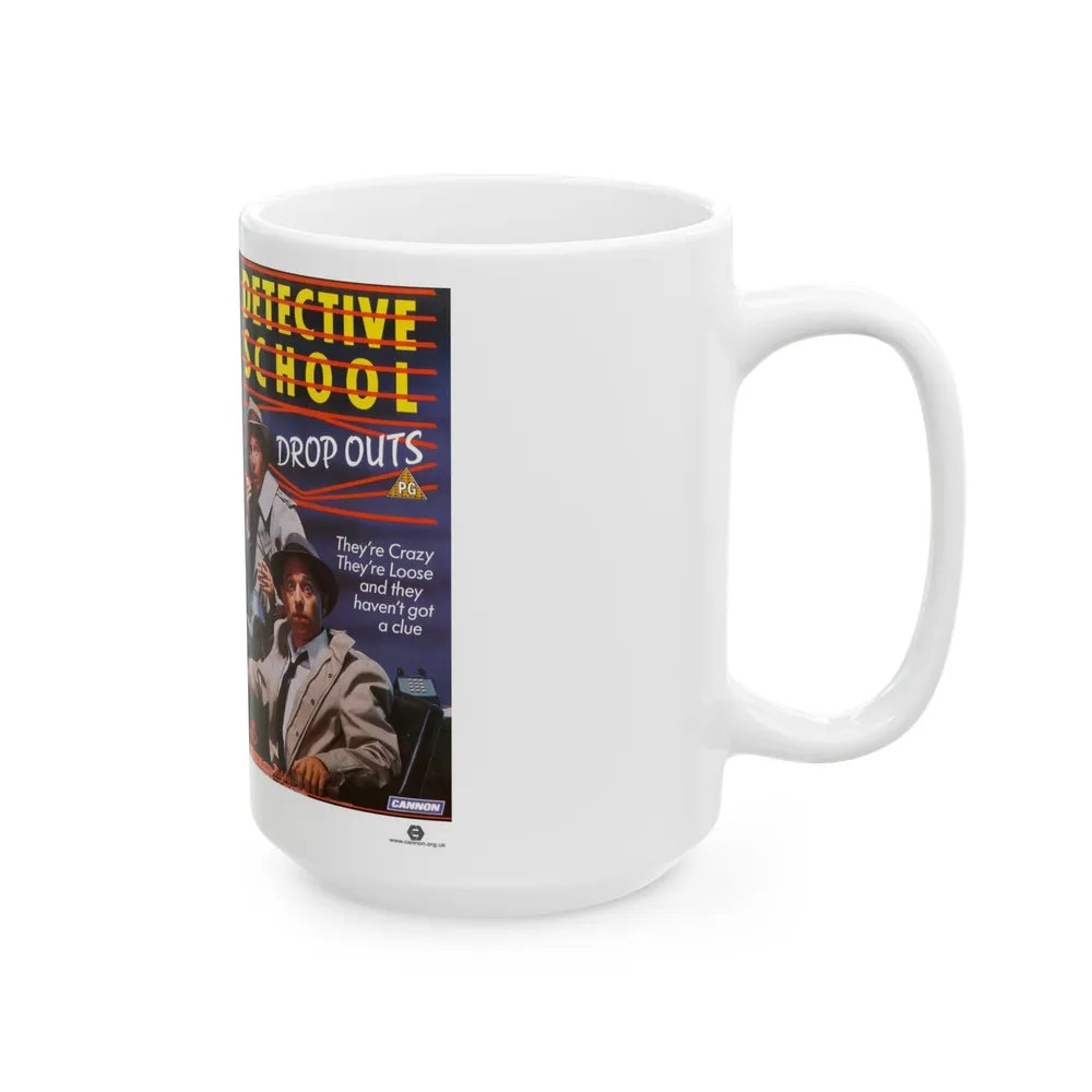 DETECTIVE SCHOOL DROP OUTS (VHS COVER) - White Coffee Mug-Go Mug Yourself